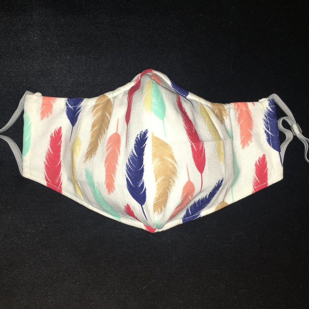 Reusable / Washable Sculpted Mask / Feather Print
